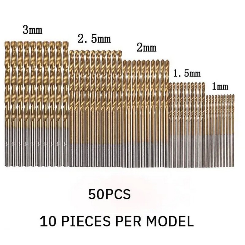 50бр свредла с титаниево покритие