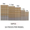 50pcs Titanium Plated Drill Set 1-3mm