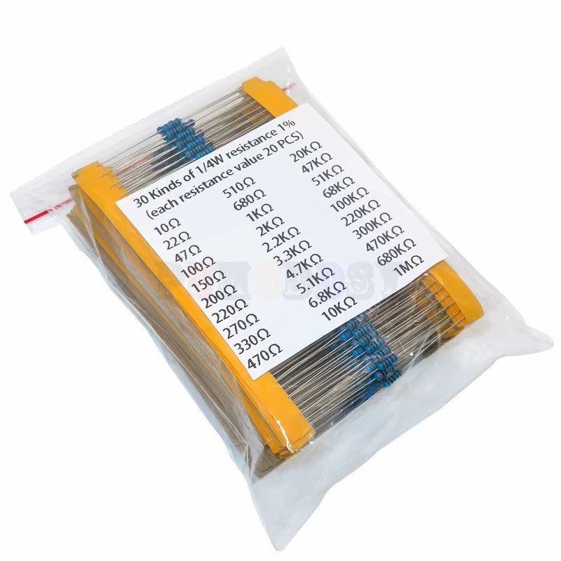 300pcs 1/4W 1% Metal Film Resistor Pack