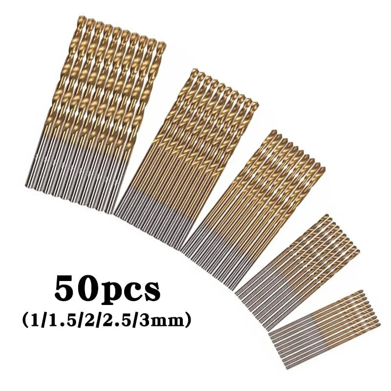 50pcs Titanium Plated Drill Set 1-3mm